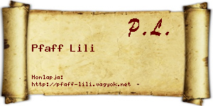 Pfaff Lili névjegykártya